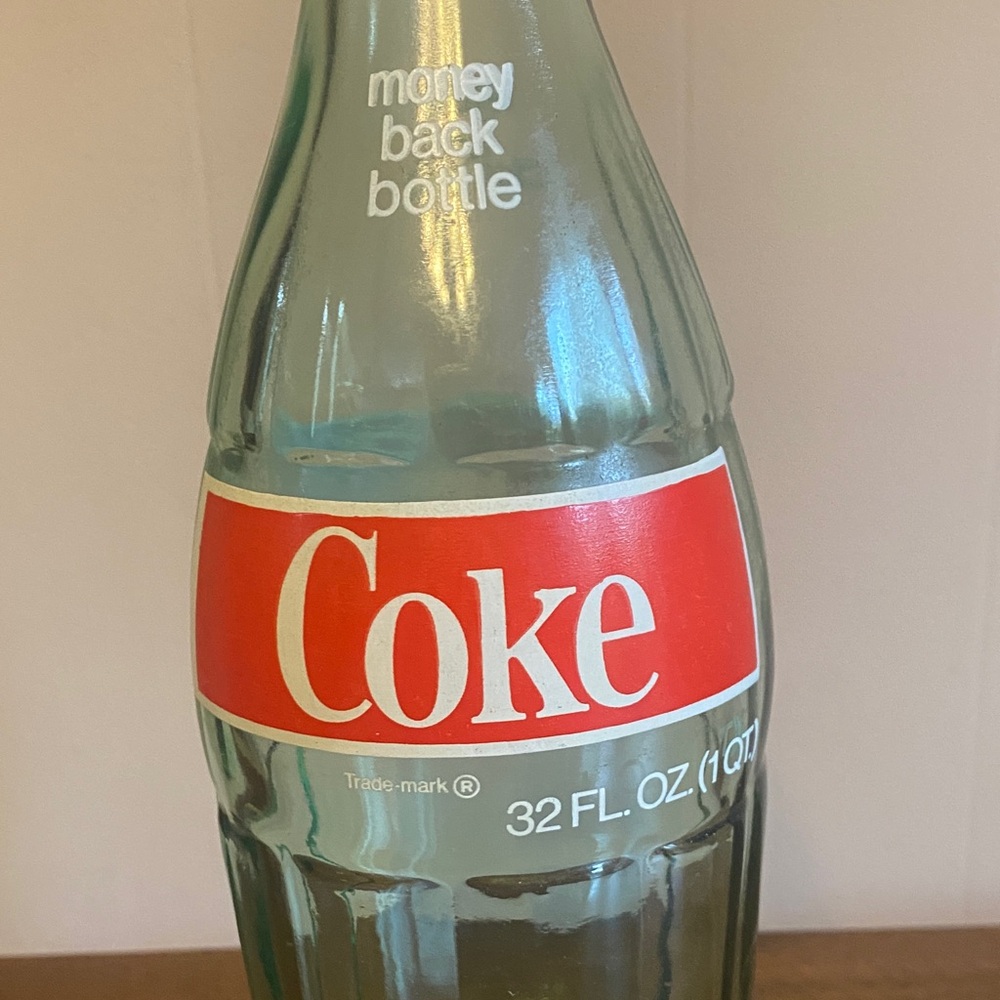 Coke/Coca-Cola 32oz Glass Bottle - Classic Red and White - Picture 2 of 4